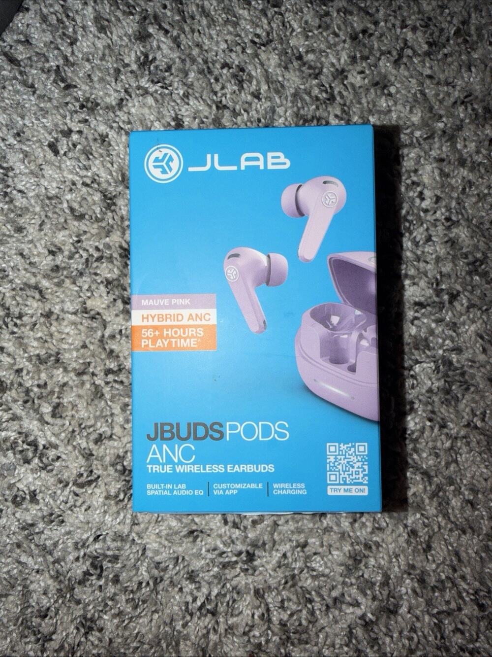 JLab JBuds Pods ANC True Wireless Earbuds - Mauve Color, Hybrid ANC, 20+ Hours P